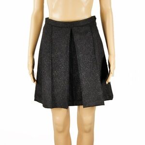 Julien David Speckled Speckled Wool Pleated Silk Lined Full Skirt